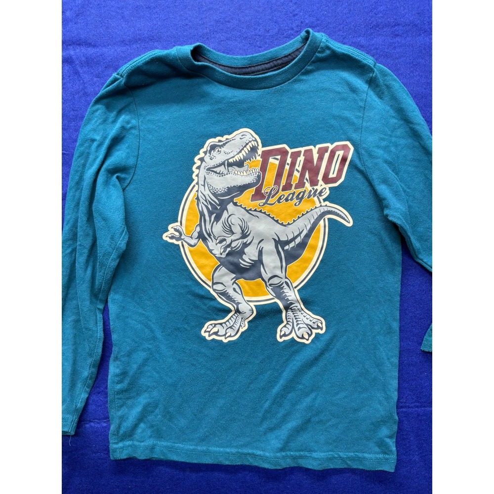 365‎ Kids Garanimals Long Sleeve Shirt Boys Size 10 Teal Blue Dino League T-Rex